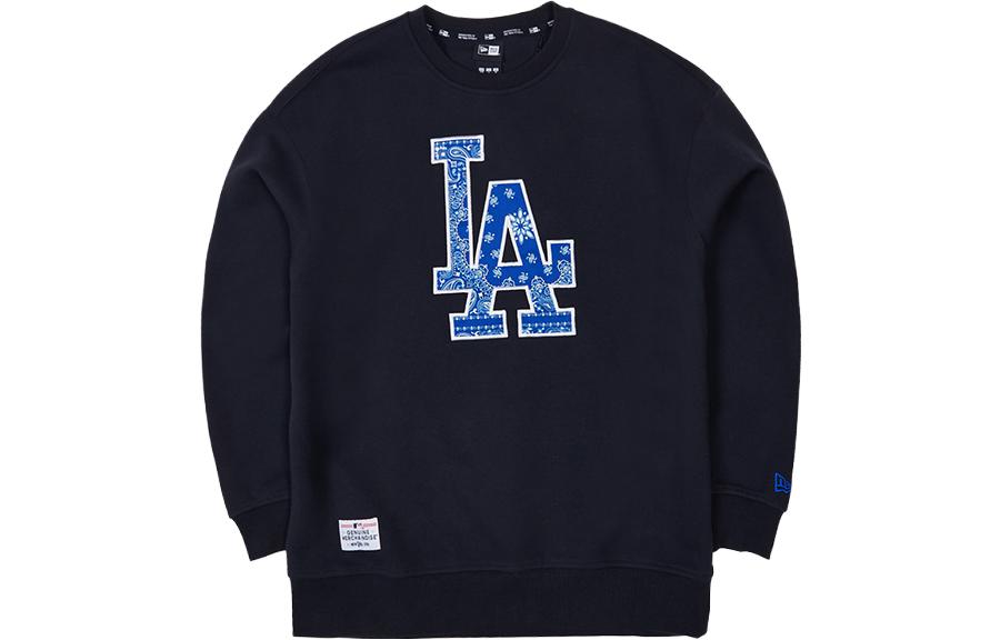 New Era MLB Los Angeles Dodgers Logo Crewneck Sweatshirt Unisex Black 13546483