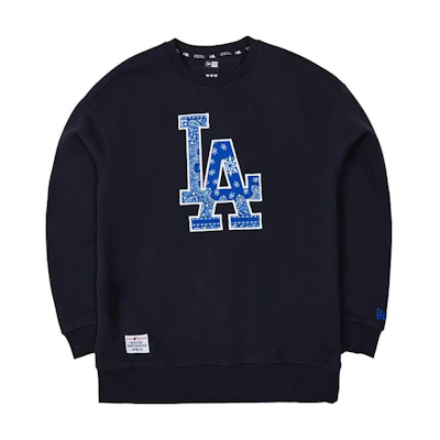 New Era MLB Los Angeles Dodgers Logo Crewneck Sweatshirt Unisex Black 13546483