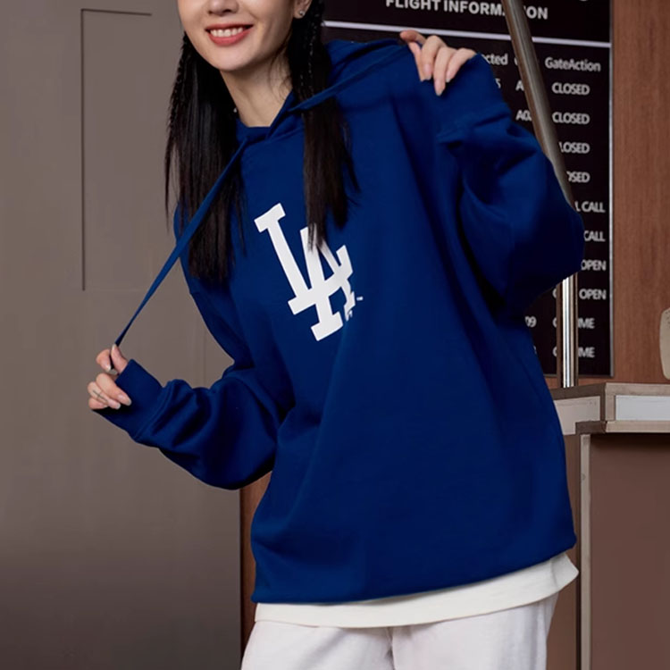 Purchase New Era MLB 洛杉矶道奇海军蓝连帽卫衣 男女长袖套头衫 12727847