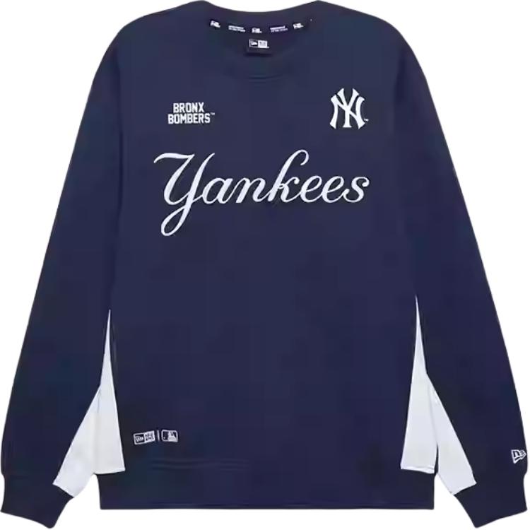 New Era MLB Navy Blue Crewneck Pullover Sweatshirt Unisex Casual Patchwork 14397974