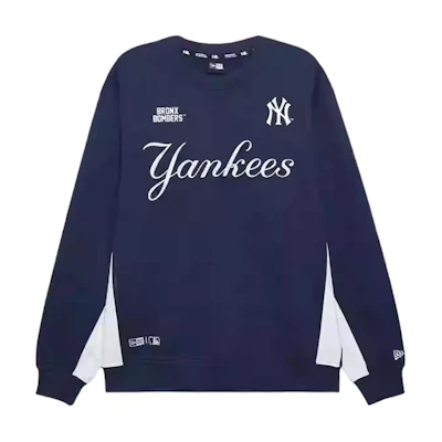 New Era MLB Navy Blue Crewneck Pullover Sweatshirt Unisex Casual Patchwork 14397974