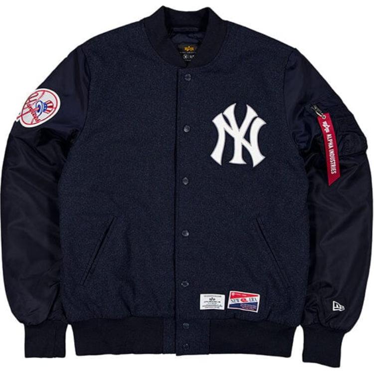 New Era MLB Navy Colorblock Varsity Baseball Bomber Jacket for Men 60564190