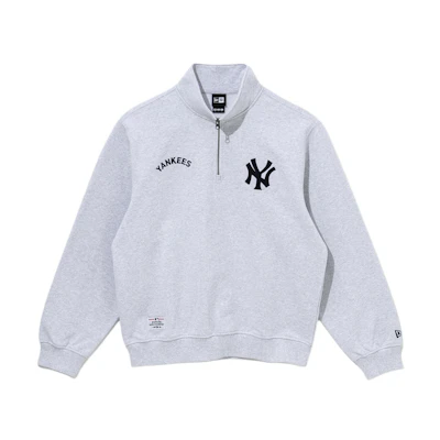 New Era MLB New York Yankees Embroidered Logo Half-Zip Pullover Sweatshirt Grey 14133433