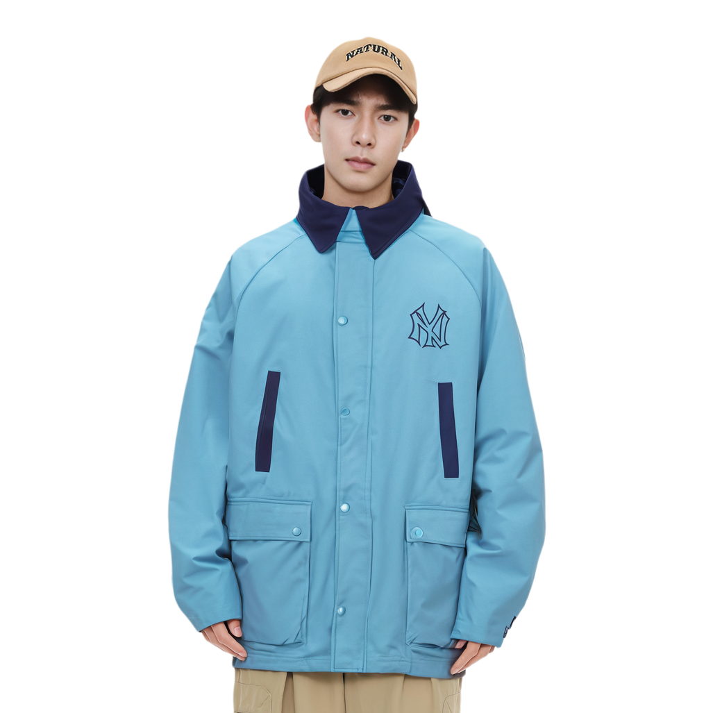 Shop New Era MLB纽约洋基刺绣宽松版浅蓝色夹克男女通用 13559694