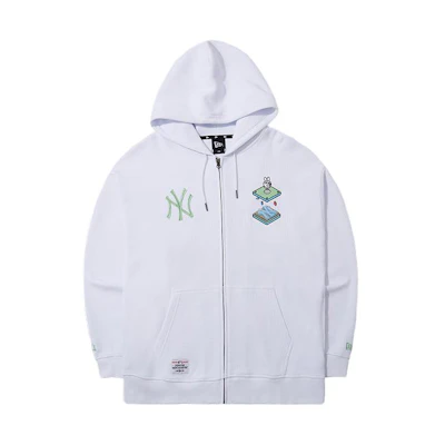 New Era MLB NY Yankees Embroidered Zip Hoodie Unisex White Long Sleeve 14112298