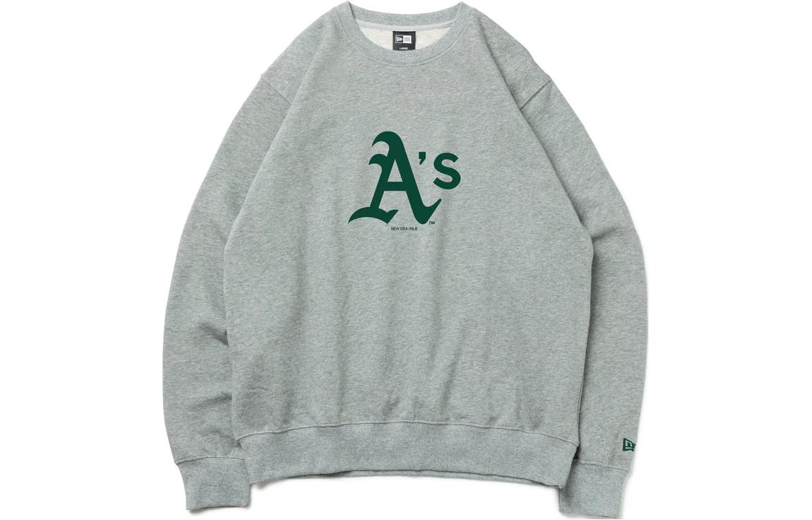 New Era MLB Oakland Athletics Gray Crewneck Letter Logo Sweatshirt Unisex 13755312
