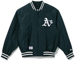 New Era MLB Oakland Athletics Letter Print Zip Baseball Jacket Unisex Dark Green 13546434 New Era MLB Oakland Athletics Letter Print Zip Baseball Jacket Unisex Dark Green 13546434