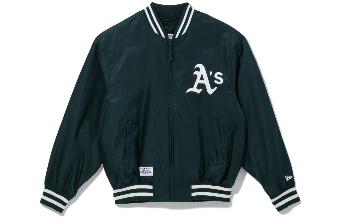 Order 뉴에라 MLB 오클랜드 애슬레틱스 레터 프린트 집업 자켓 유니섹스 다크그린 13546434