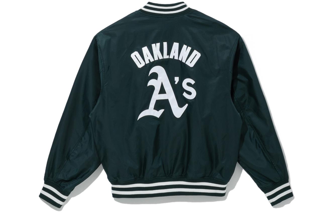 Lookbook 뉴에라 MLB 오클랜드 애슬레틱스 레터 프린트 집업 자켓 유니섹스 다크그린 13546434