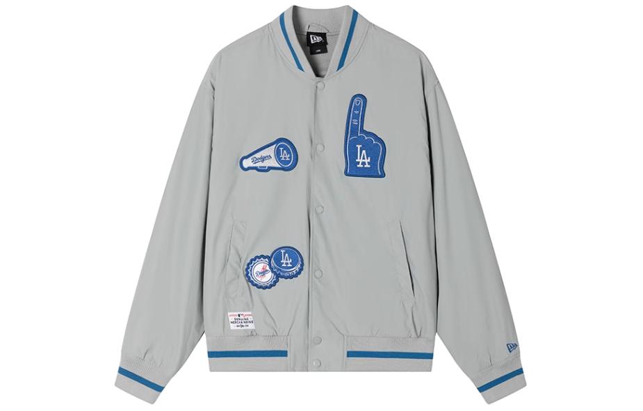 New Era MLB Patch Series Detroit Tigers Logo Oversized Jacket Unisex - Grey 13559745