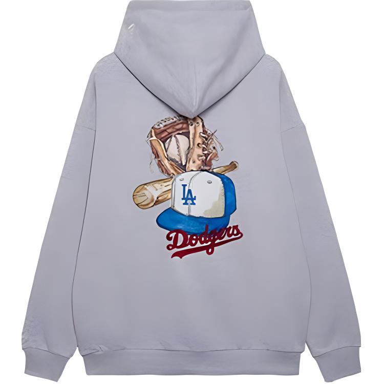 Order New Era MLB 復古俱樂部洛杉磯道奇寬鬆連帽衫 男女棒球風 灰色 14385196