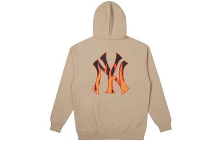 New Era MLB Yankees Flame Print Loose Hoodie Unisex Light Yellow 12877411