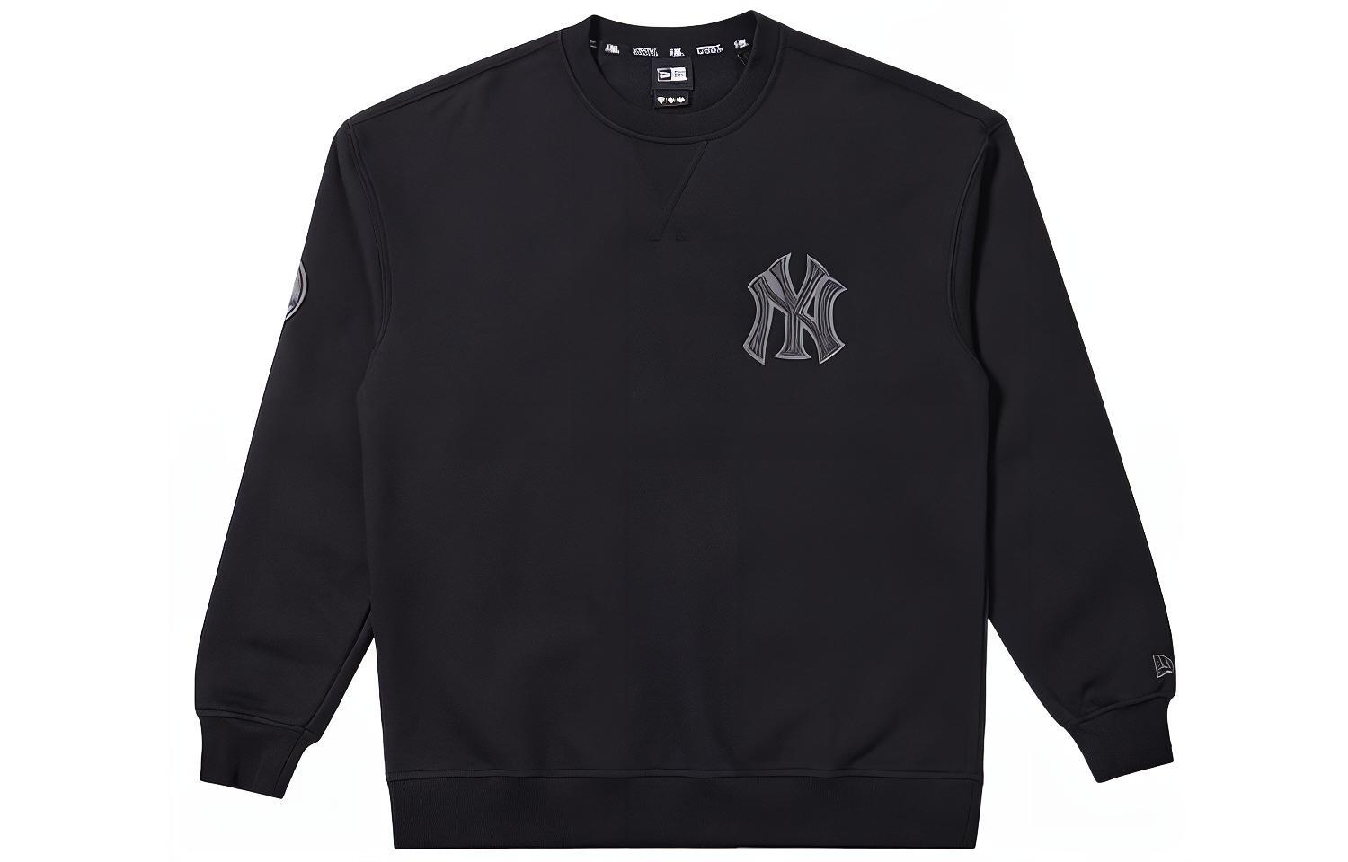 New Era MLB Yankees Logo Print Black Crewneck Sweatshirt Unisex 12866599