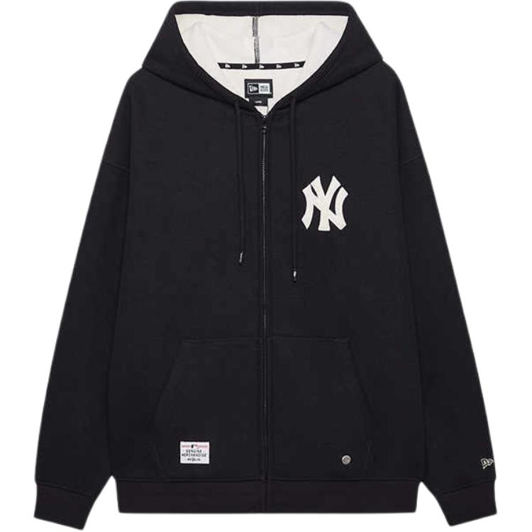 New Era MLB Yankees Logo Zip Hoodie Black Unisex Thick Fleece Pullover Jacket 14385210 圖 2