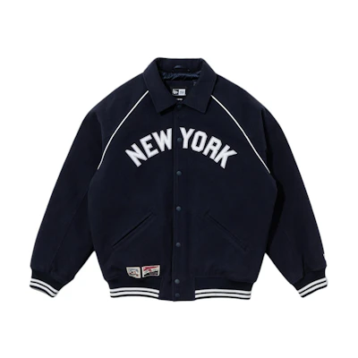 New Era MLB Yankees Ribbed Collar Raglan Snap Jacket Navy Unisex 14133427