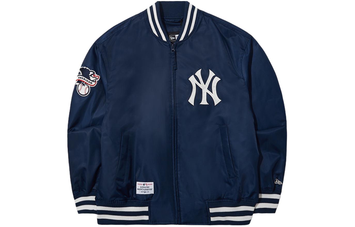 New Era MLB Yankees Thick Striped Lettering Varsity Jacket Unisex Navy. 14179152