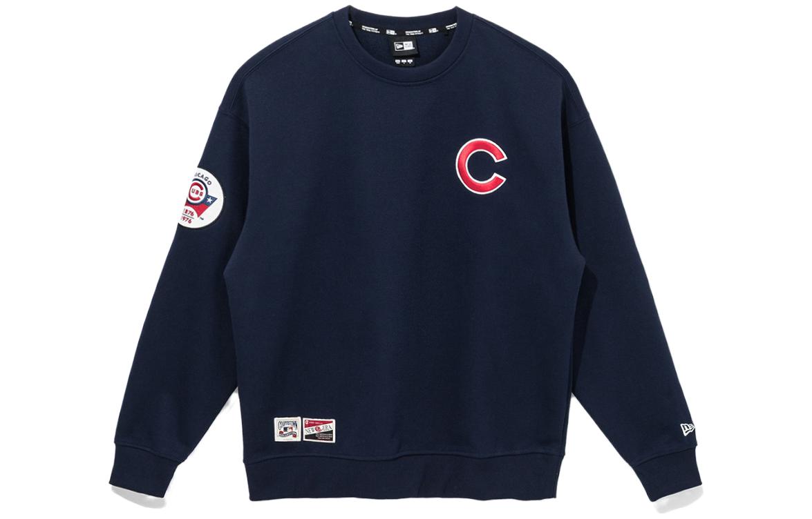 New Era Navy Blue Embroidered Letter Crewneck Sweatshirt 13546469