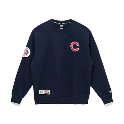 New Era Navy Blue Embroidered Letter Crewneck Sweatshirt 13546469