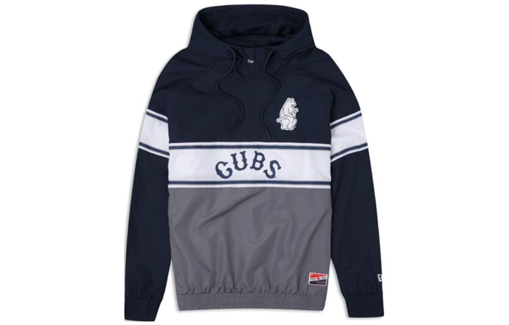 New Era Navy Blue Hoodie Unisex with Bear Graphic and Patchwork Design 60337503