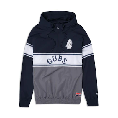 New Era Navy Blue Hoodie Unisex with Bear Graphic and Patchwork Design 60337503