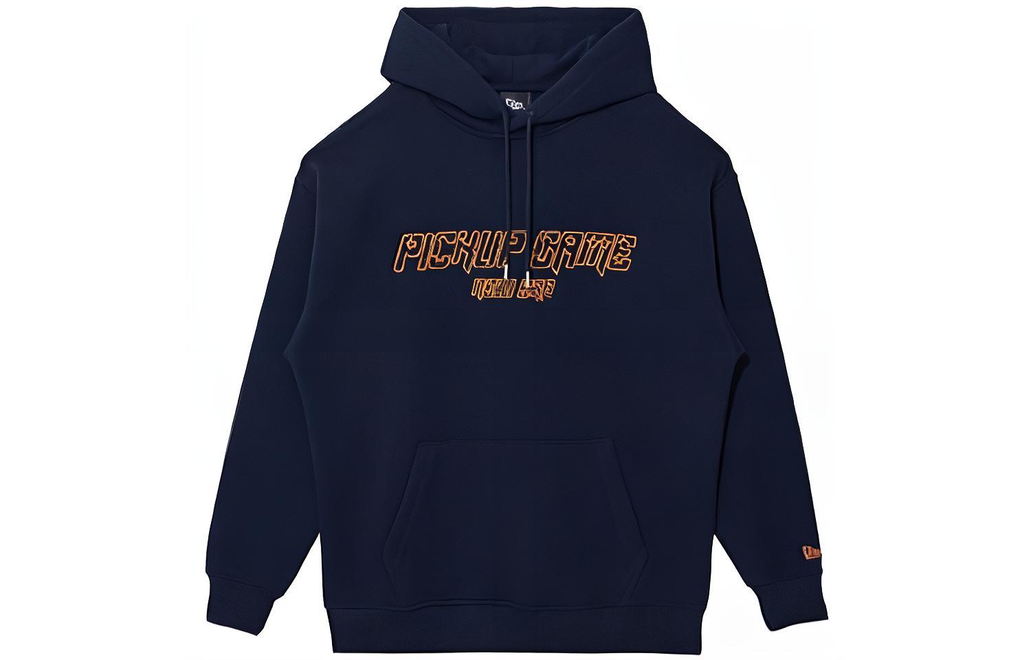 New Era Navy Blue Lettered Pullover Hoodie with Drawstring Unisex 13095678