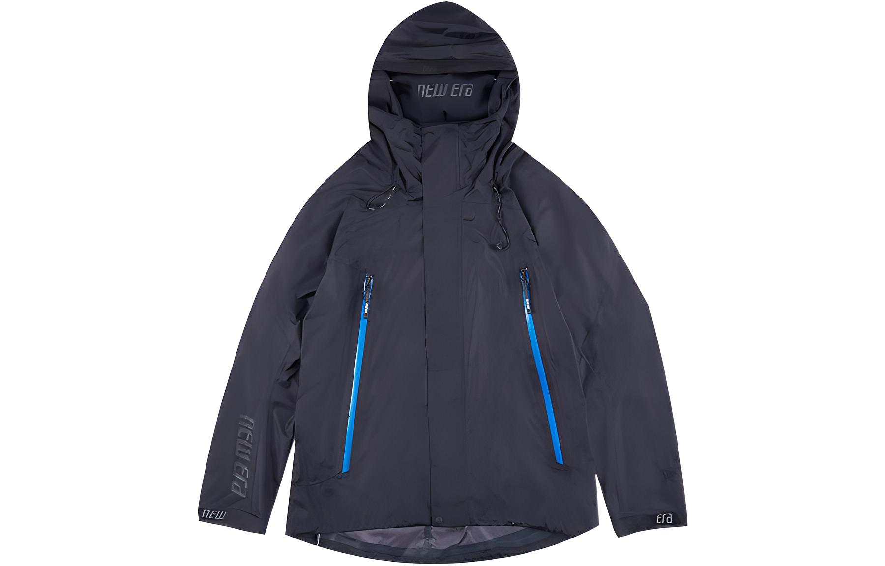 New Era Ne Tech Black Solid Color Hooded Woven Jacket Unisex Long Sleeve 12354363