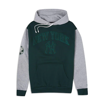 New Era NY Yankees Letter Print Colorblock Hoodie Unisex Green 60424396