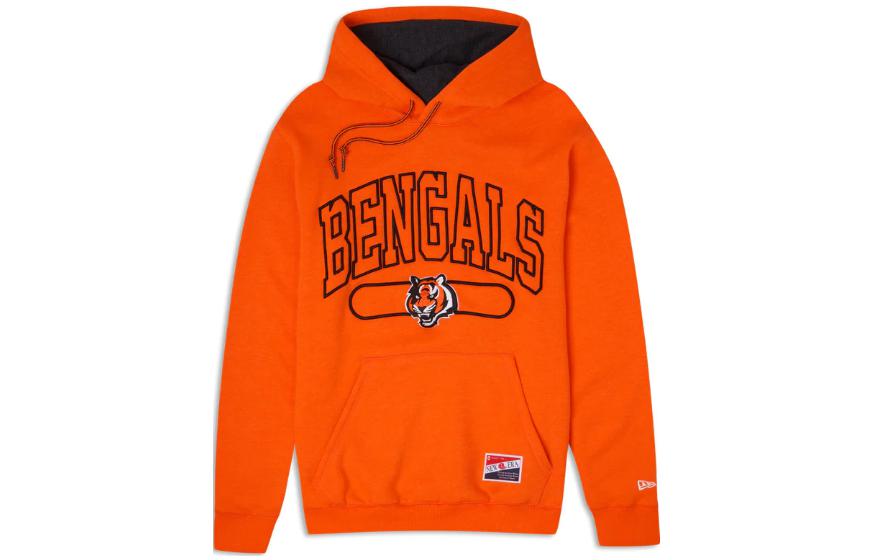 New Era Orange Hooded Sweatshirt with Letter Tiger Graphic 60409411