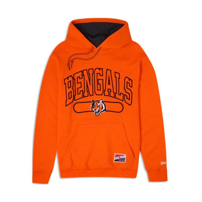 New Era Orange Hooded Sweatshirt with Letter Tiger Graphic 60409411