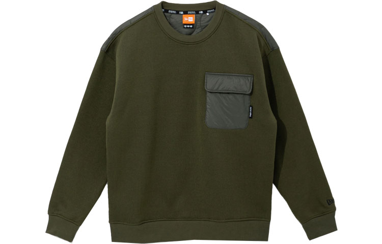 NEW ERA Originators Hybrid Pullover Hoodie Unisex Forest Green with Contrast Pocket 12866426