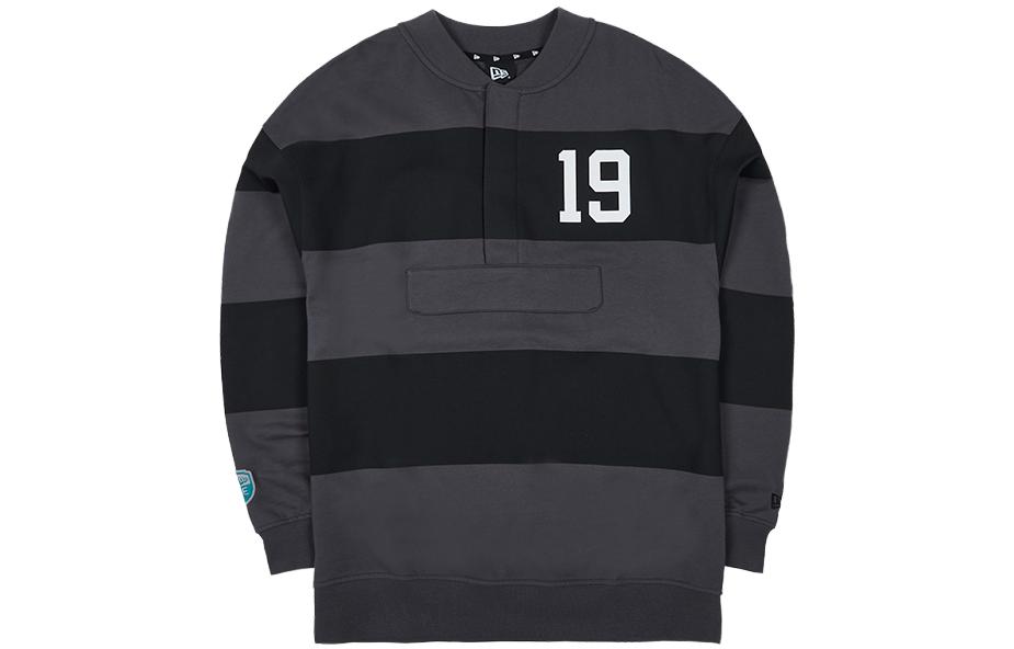 New Era Oversized Colorblock Stripe Logo Sweatshirt - Gray 13558613