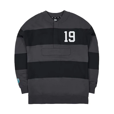 New Era Oversized Colorblock Stripe Logo Sweatshirt - Gray 13558613