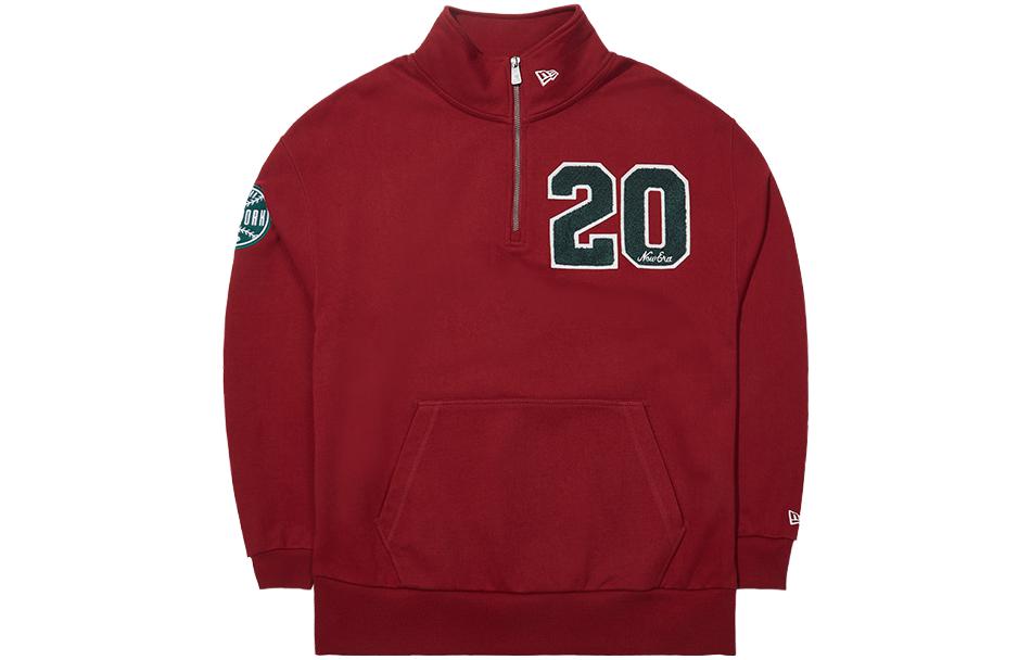 New Era Oversized Digital Print High-Neck Sweatshirt Unisex - Dark Red 13793820