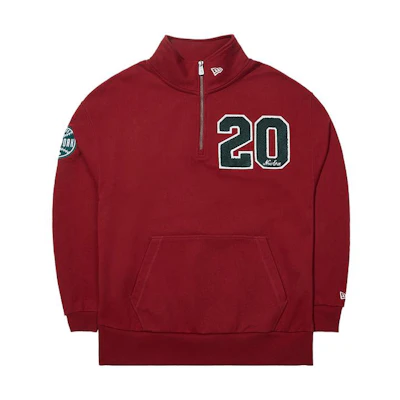 New Era Oversized Digital Print High-Neck Sweatshirt Unisex - Dark Red 13793820