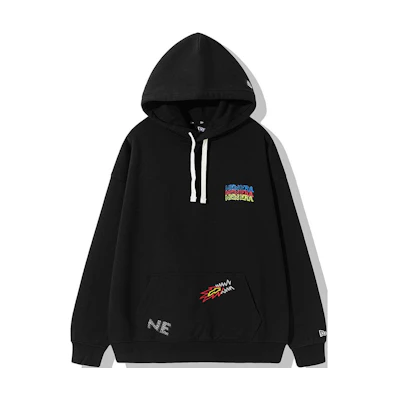 New Era Oversized Embroidered Logo Hoodie Unisex Black 12877414
