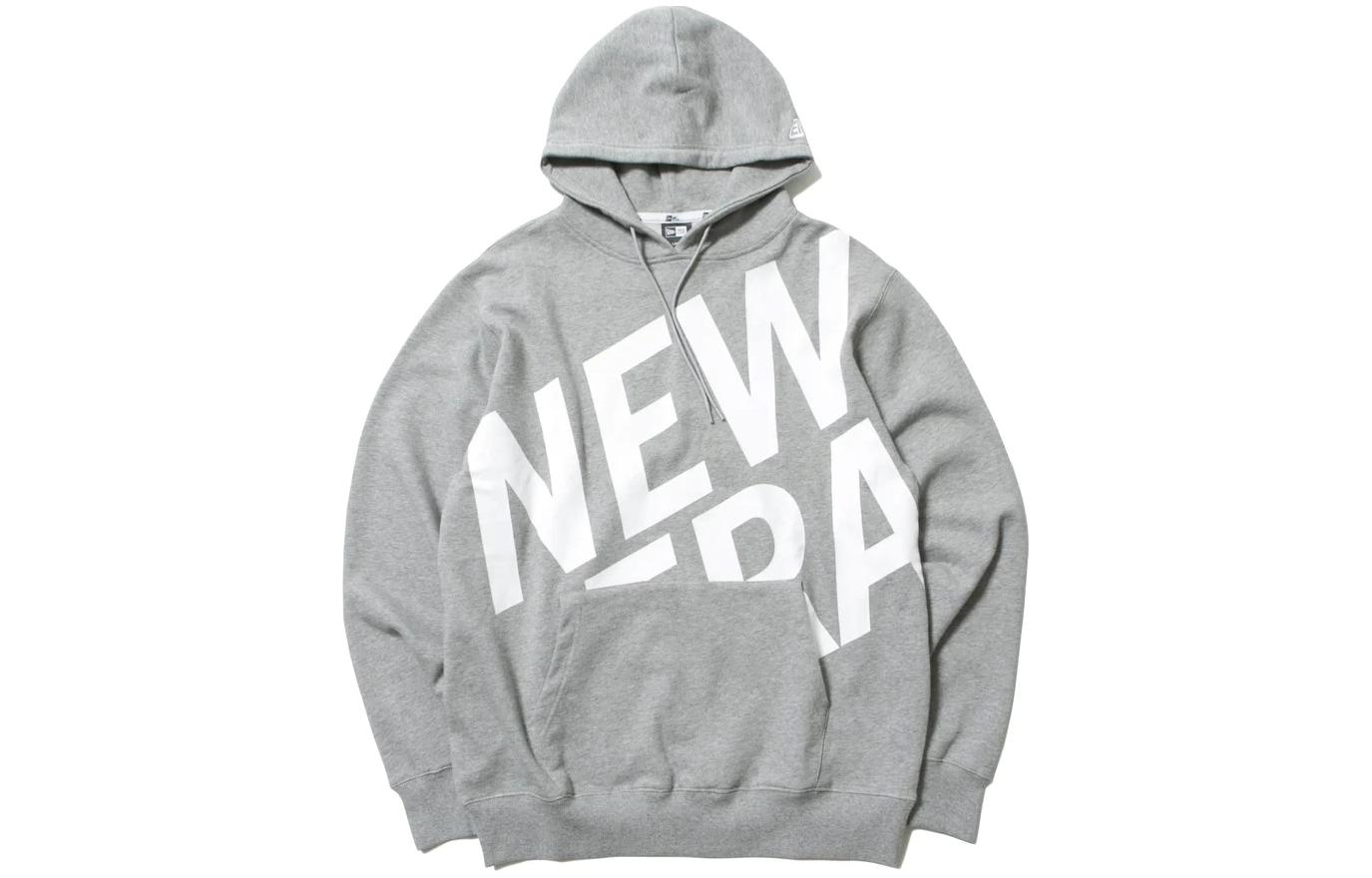 New Era Oversized Letter Print Hoodie Unisex - Gray 12325199