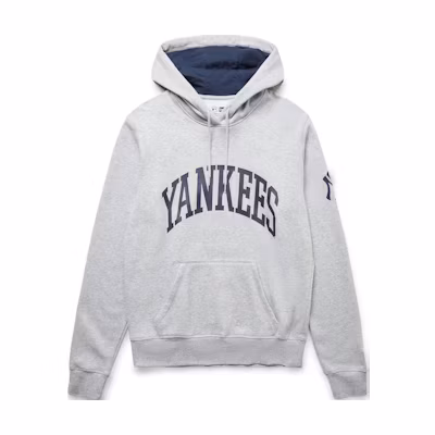 New Era Oversized Letter Pullover Hoodie - Gray NE96143M