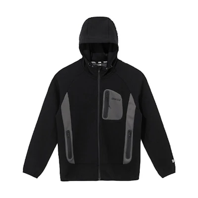 New Era Patchwork Logo Hoodie Jacket with Zip Pockets Unisex Black 13086462