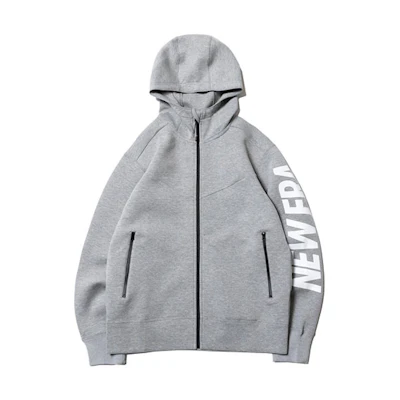 New Era Performance Light Gray Hoodie Jacket with Logo Print, Unisex 12855337