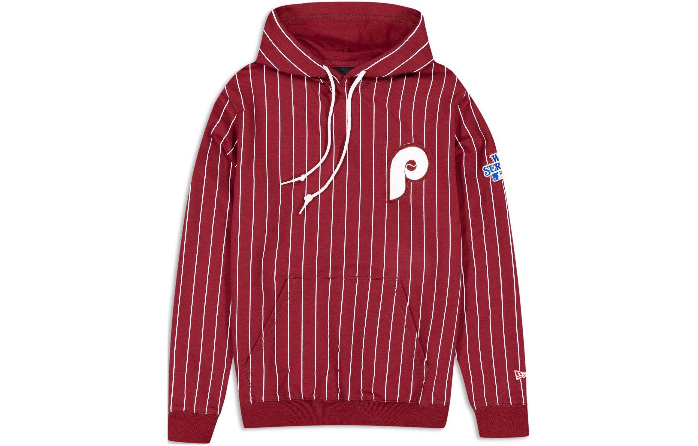 New Era Philadelphia Phillies Logo Striped Hoodie Unisex Maroon 60431283