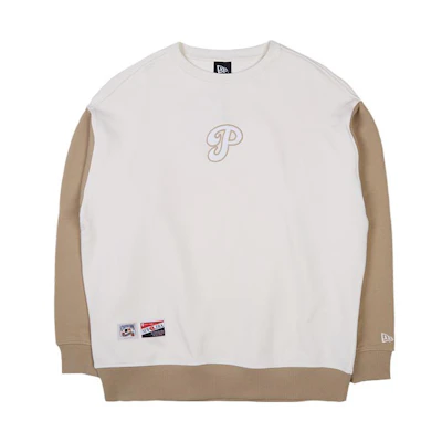 New Era Philadelphia Phillies Retro Colorblock Logo Sweatshirt Ivory Unisex 13559738