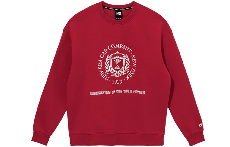 New Era Red Crewneck Long Sleeve Sweatshirt with Letter and Number Print Mens 13513270