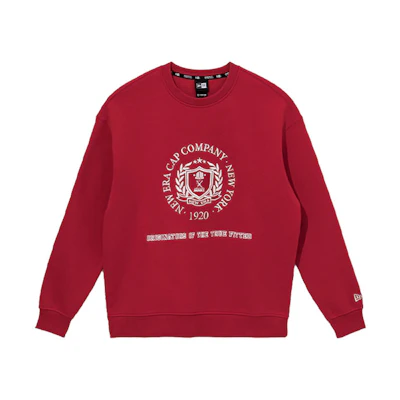 New Era Red Crewneck Long Sleeve Sweatshirt with Letter and Number Print Mens 13513270