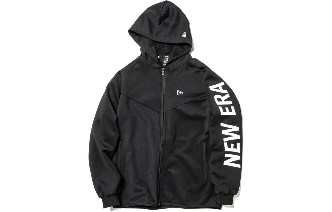 New Era Reflective Logo Print Zip-Up Hoodie Jacket Unisex Black 11597600