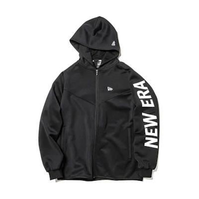 New Era Reflective Logo Print Zip-Up Hoodie Jacket Unisex Black 11597600