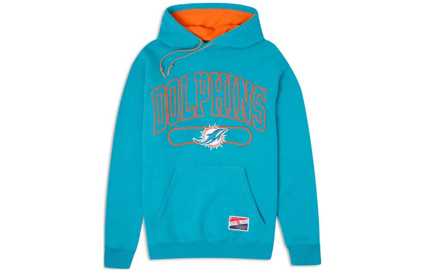 New Era Retro Letter Pullover Hoodie Long Sleeve - Lake Blue 60409449