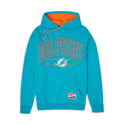 New Era Retro Letter Pullover Hoodie Long Sleeve - Lake Blue 60409449