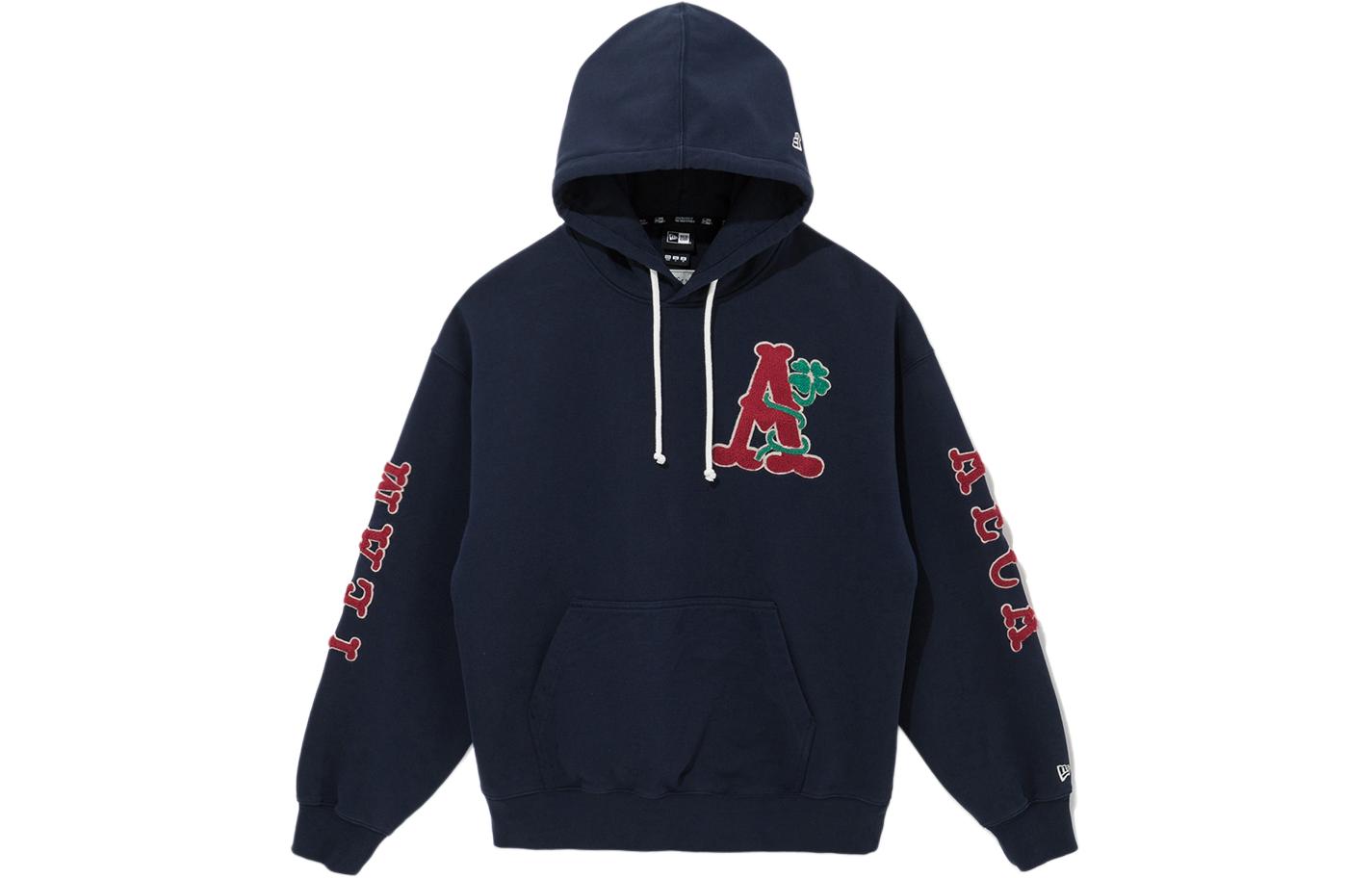 New Era Ribbed Trim Pullover Hoodie Unisex Navy Blue 13943632