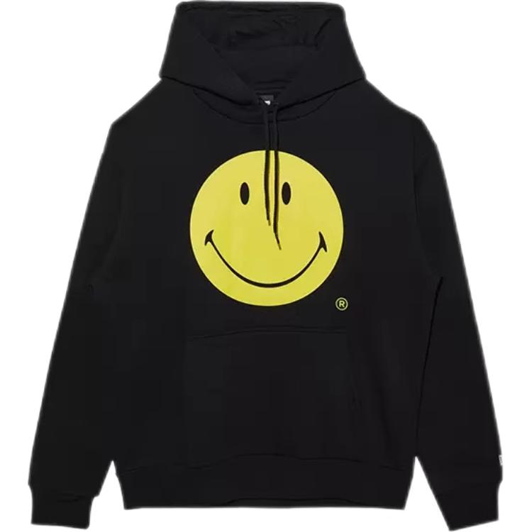 New Era Smiley Face Print Hoodie Unisex Black 13328669