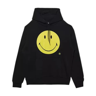 New Era Smiley Face Print Hoodie Unisex Black 13328669